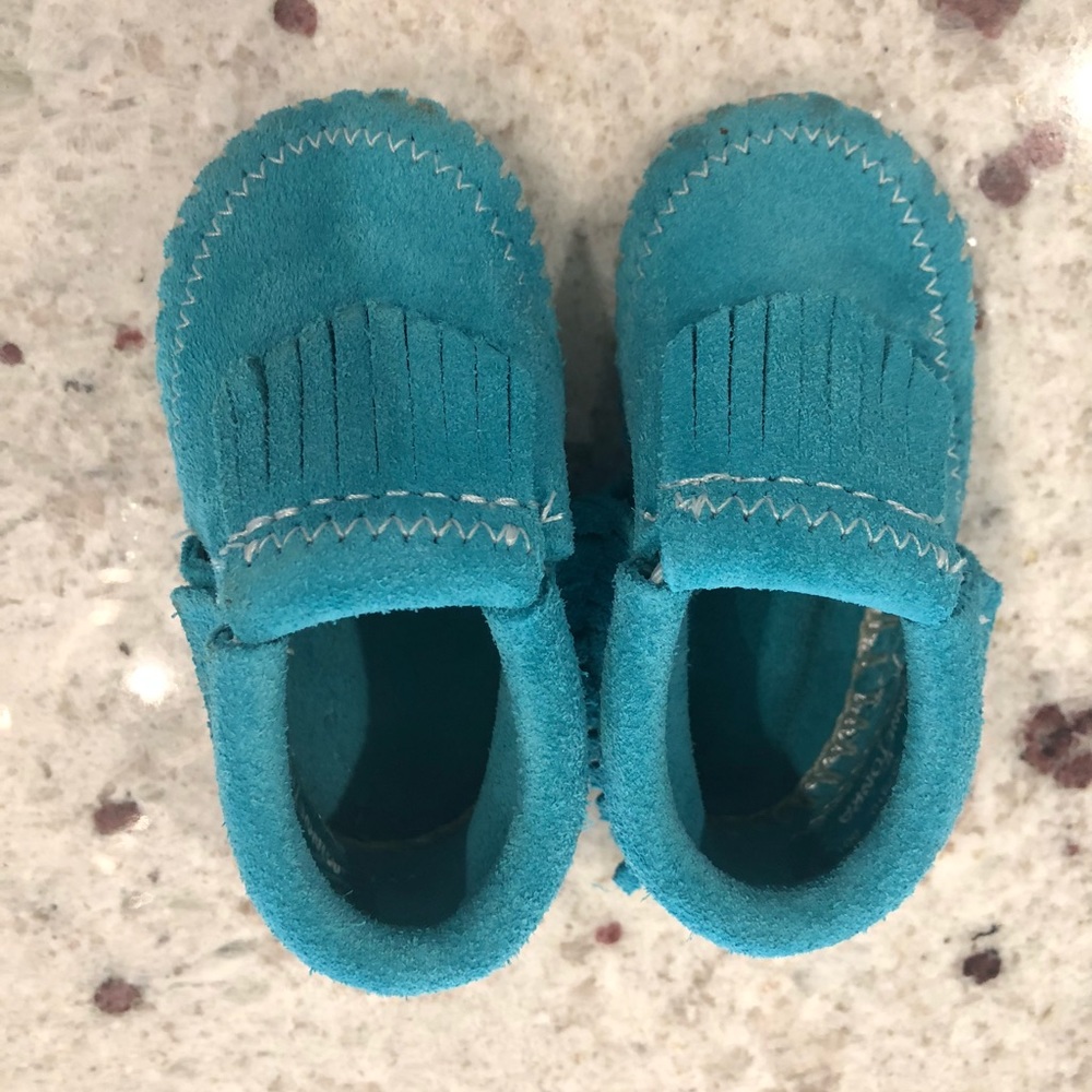 Minnetonka Riley Bootie Moccasins Turquoise